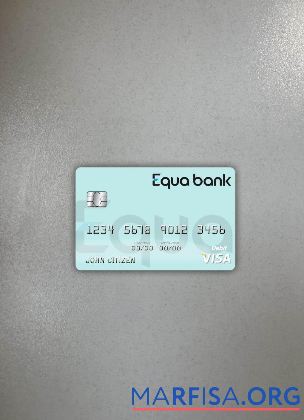Printable Czech Equa Bank visa debit card photolook front download for verification